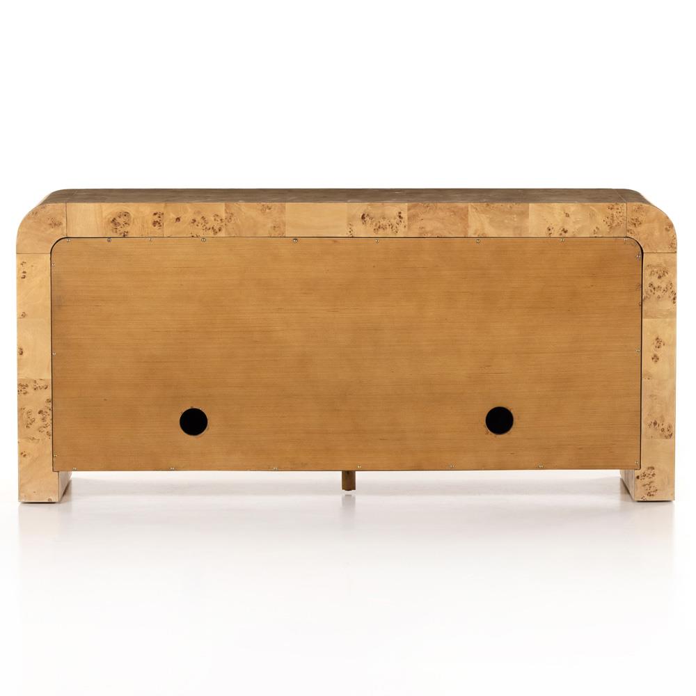 Cynthia Rustic Natural Brown Burl Wood Rectangular 4 Door Media Console - 65"W|