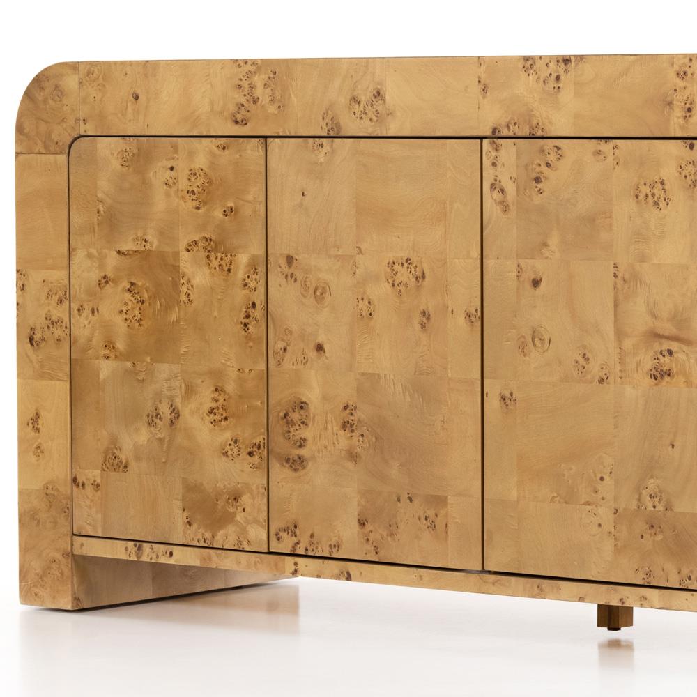 Cynthia Rustic Natural Brown Burl Wood Rectangular 4 Door Media Console - 65"W|