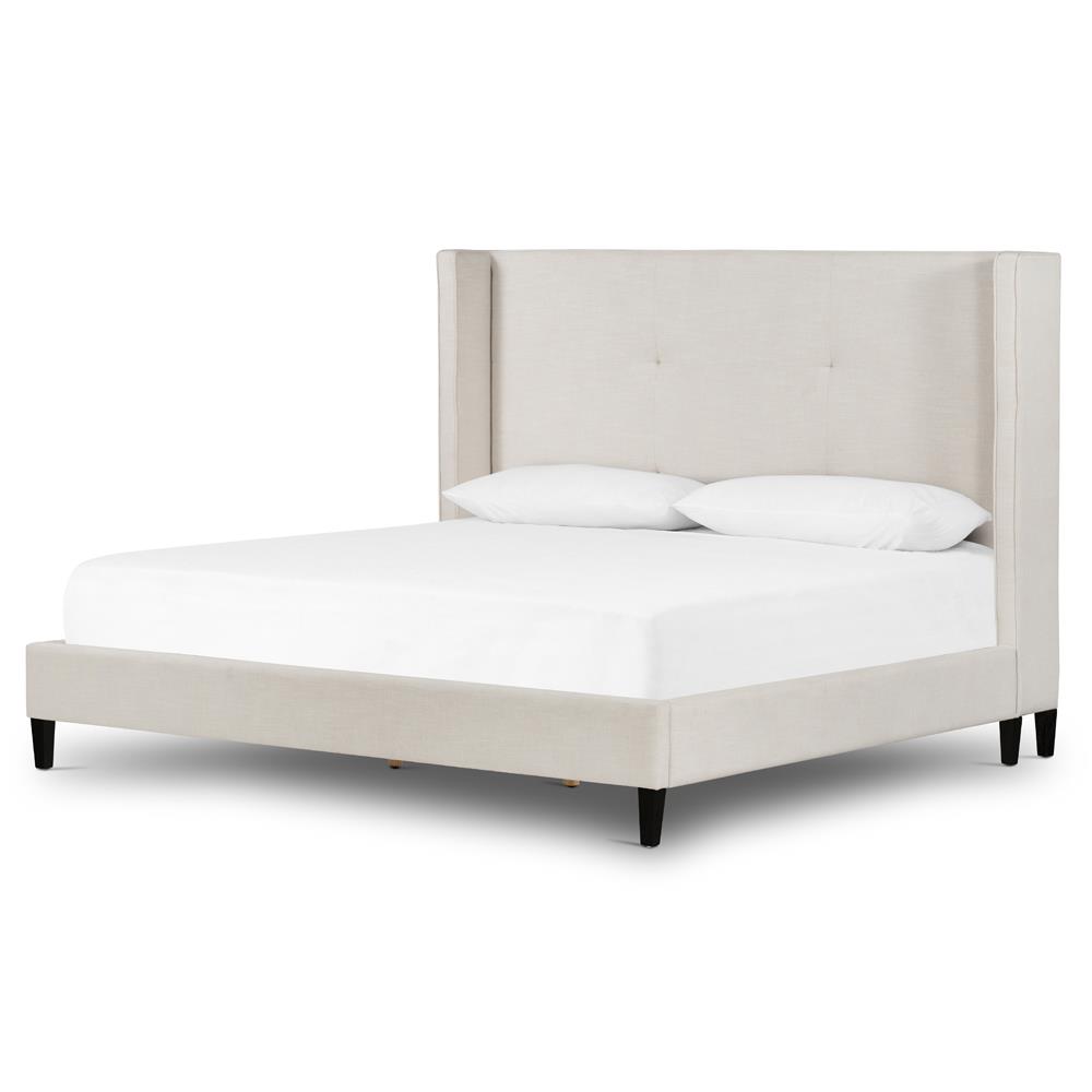 Meryll Modern Classic Beige Performance Brown Solid Wood Frame Bed - Queen|