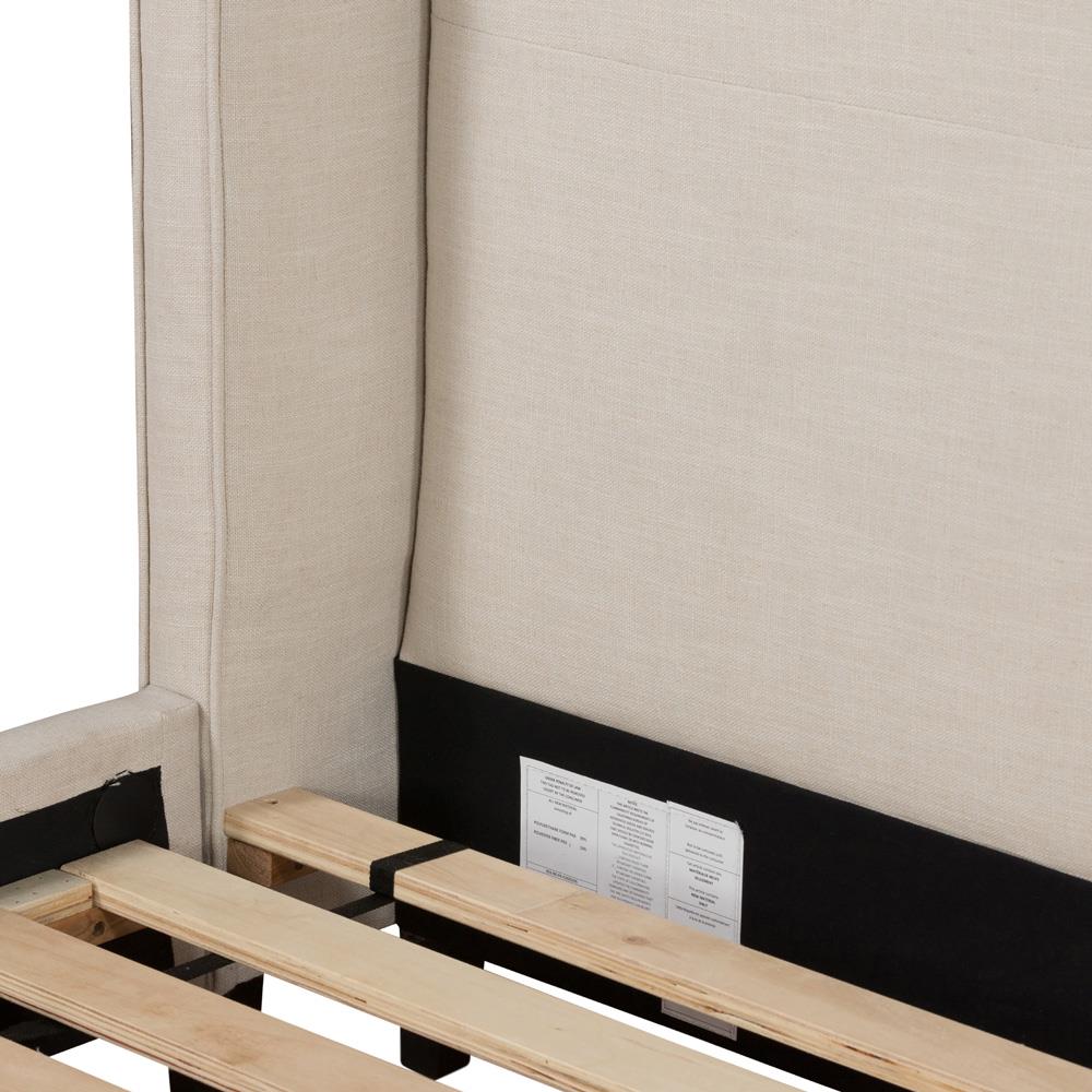 Meryll Modern Classic Beige Performance Brown Solid Wood Frame Bed - Queen|