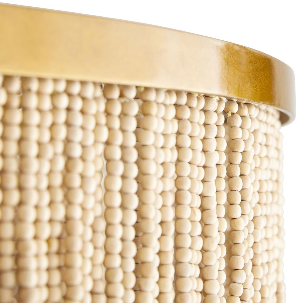 Baja Coastal Natural Coco Wood Bead Antique Brass Iron Chandelier|