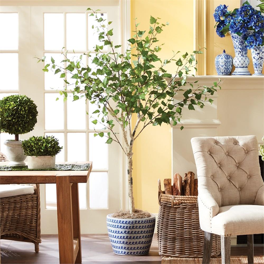 Camile French Country Black Potted Green Birch Tree