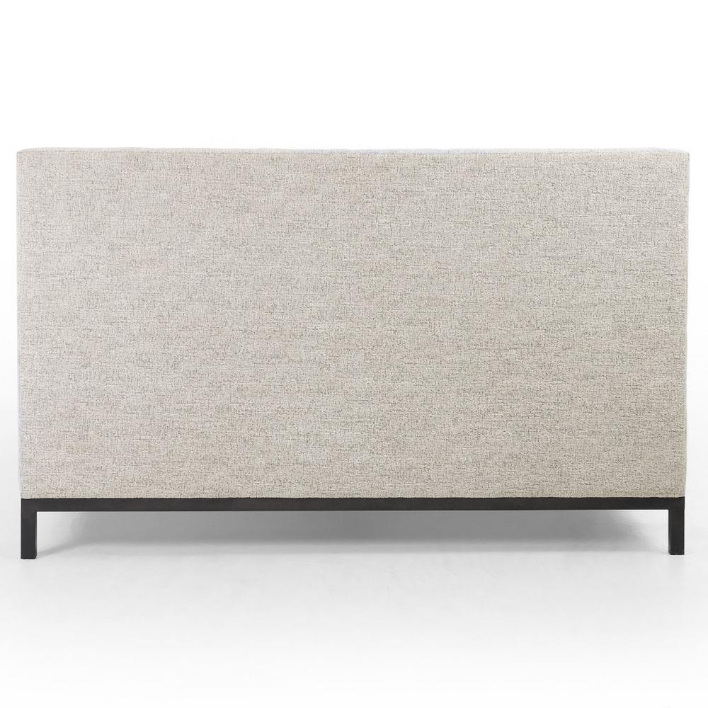 Nyla Industrial Light Grey Upholstered Black Iron Tufted Platform Bed - Queen|