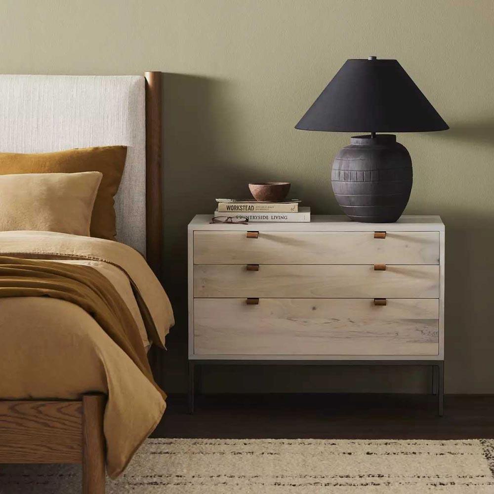 Theodore Industrial Loft Dove Wood Grey Iron Leather Pulls 3
