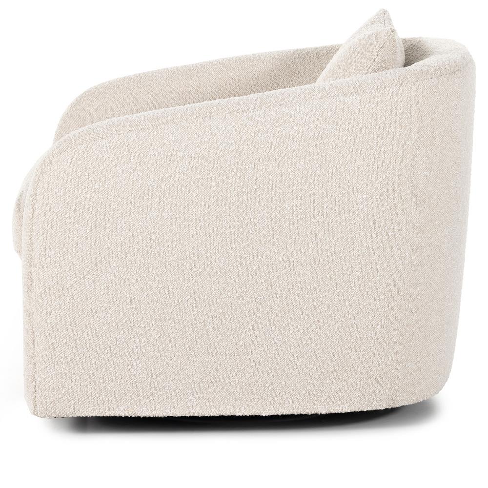 Perrin Modern Classic Beige Performance Boucle Swivel Occasional Barrel Chair|