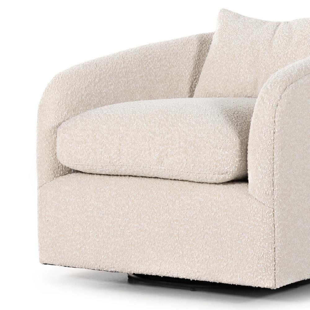 Perrin Modern Classic Beige Performance Boucle Swivel Occasional Barrel Chair|