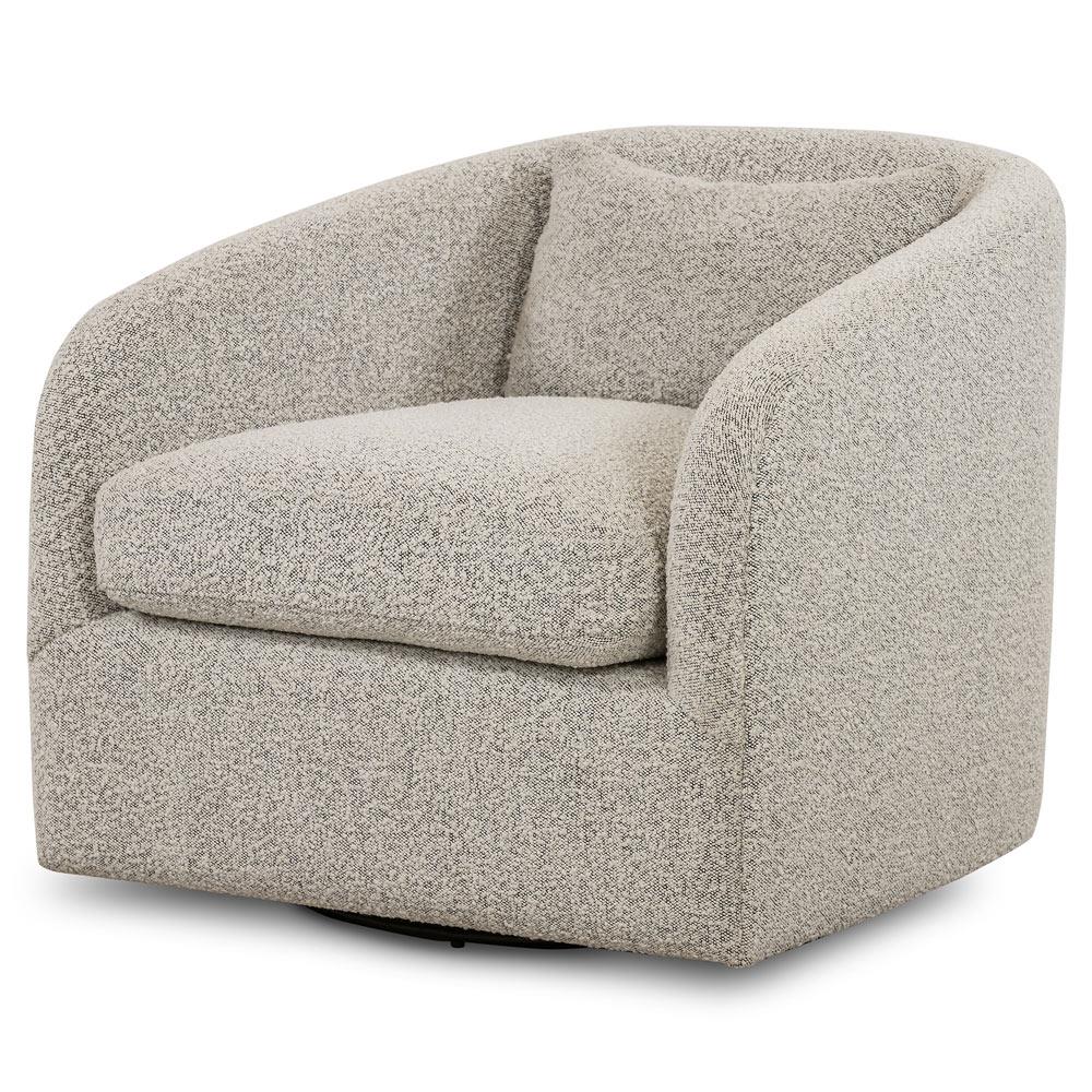 Perrin Modern Classic Grey Performance Boucle Swivel Occasional Barrel Chair|