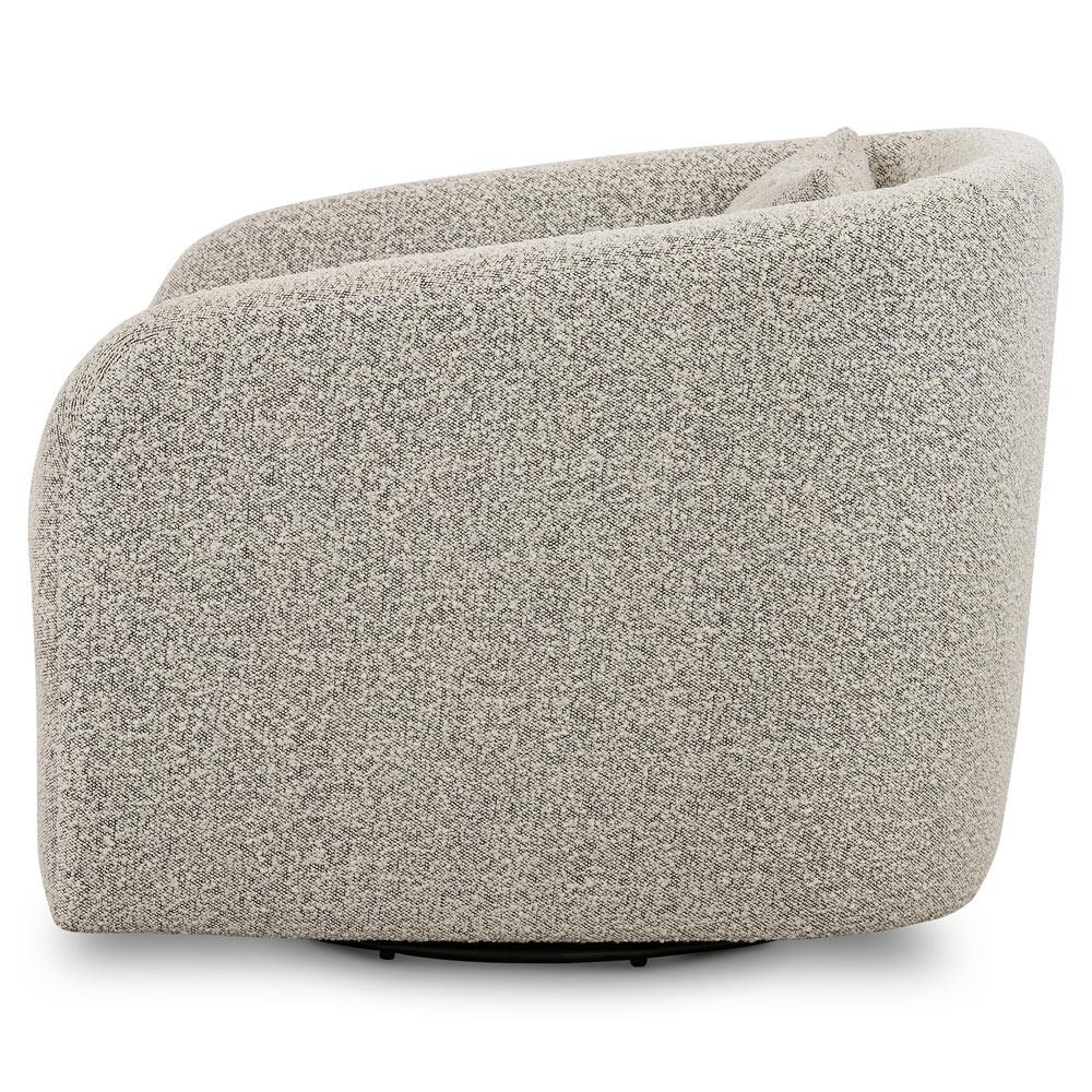 Perrin Modern Classic Grey Performance Boucle Swivel Occasional Barrel Chair|
