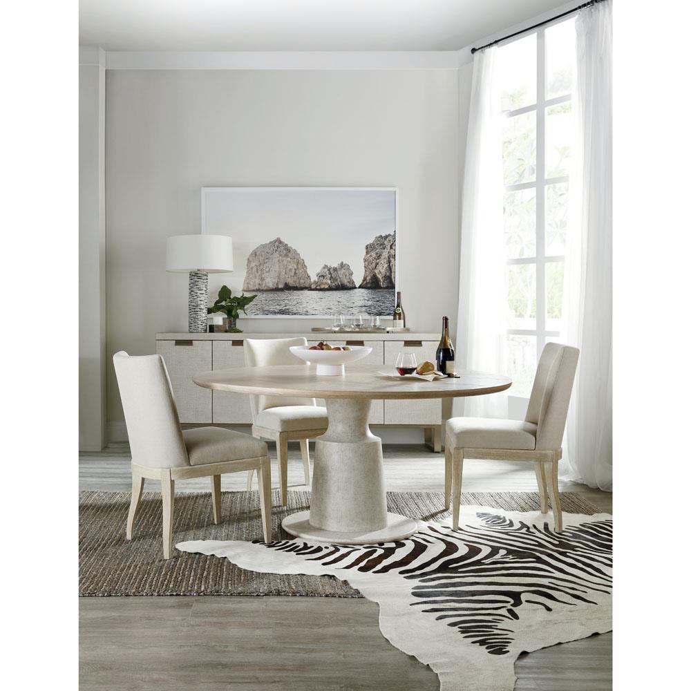 Bryson Modern Classic Beige Oak Wood Pedestal Round Dining Table