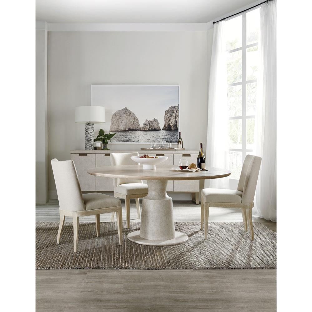 Bryson Modern Classic Beige Oak Wood Pedestal Round Dining Table