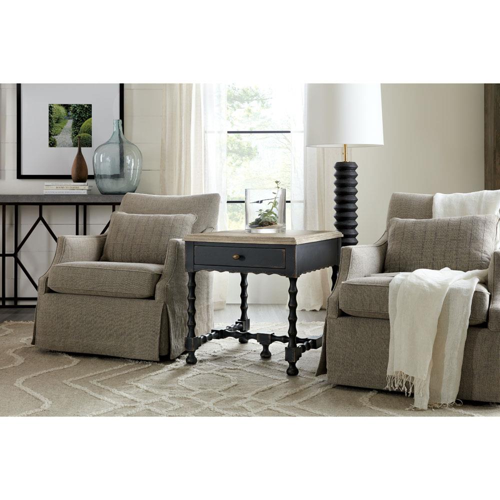 Czar French Country Distressed Brown Top Black Maple Wood Side End Table|