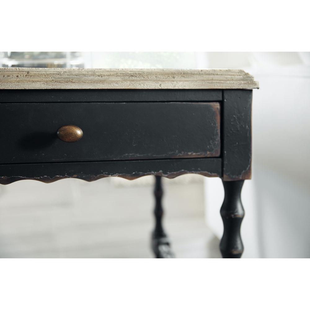 Czar French Country Distressed Brown Top Black Maple Wood Side End Table|