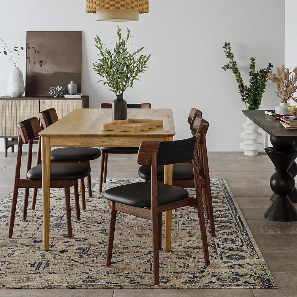 Orwen French Country Natural Brown Oak Rectangular Dining Table - 69\, image size:1000x1000