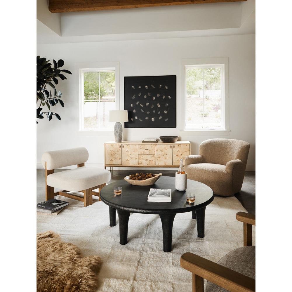 Kaden Modern Classic Brown Upholstered Boucle Wood Frame Wingback Arm Chair|