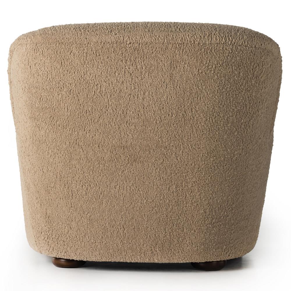 Kaden Modern Classic Brown Upholstered Boucle Wood Frame Wingback Arm Chair|