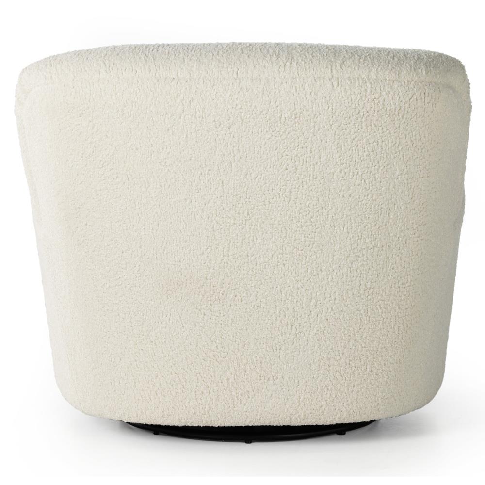 Kaden Modern Classic Cream Upholstered Boucle Brown Wood Wingback Swivel Arm Chair|