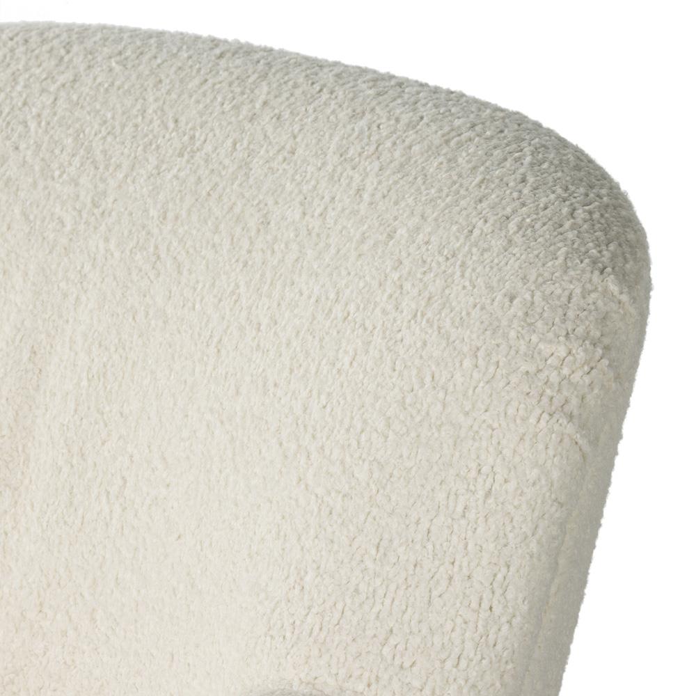 Kaden Modern Classic Cream Upholstered Boucle Brown Wood Wingback Swivel Arm Chair|