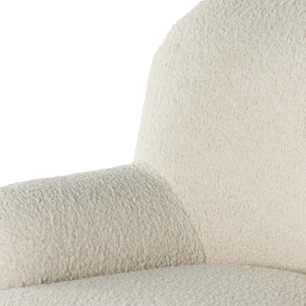 Kaden Modern Classic Cream Upholstered Boucle Brown Wood Wingback Swivel Arm Chair|
