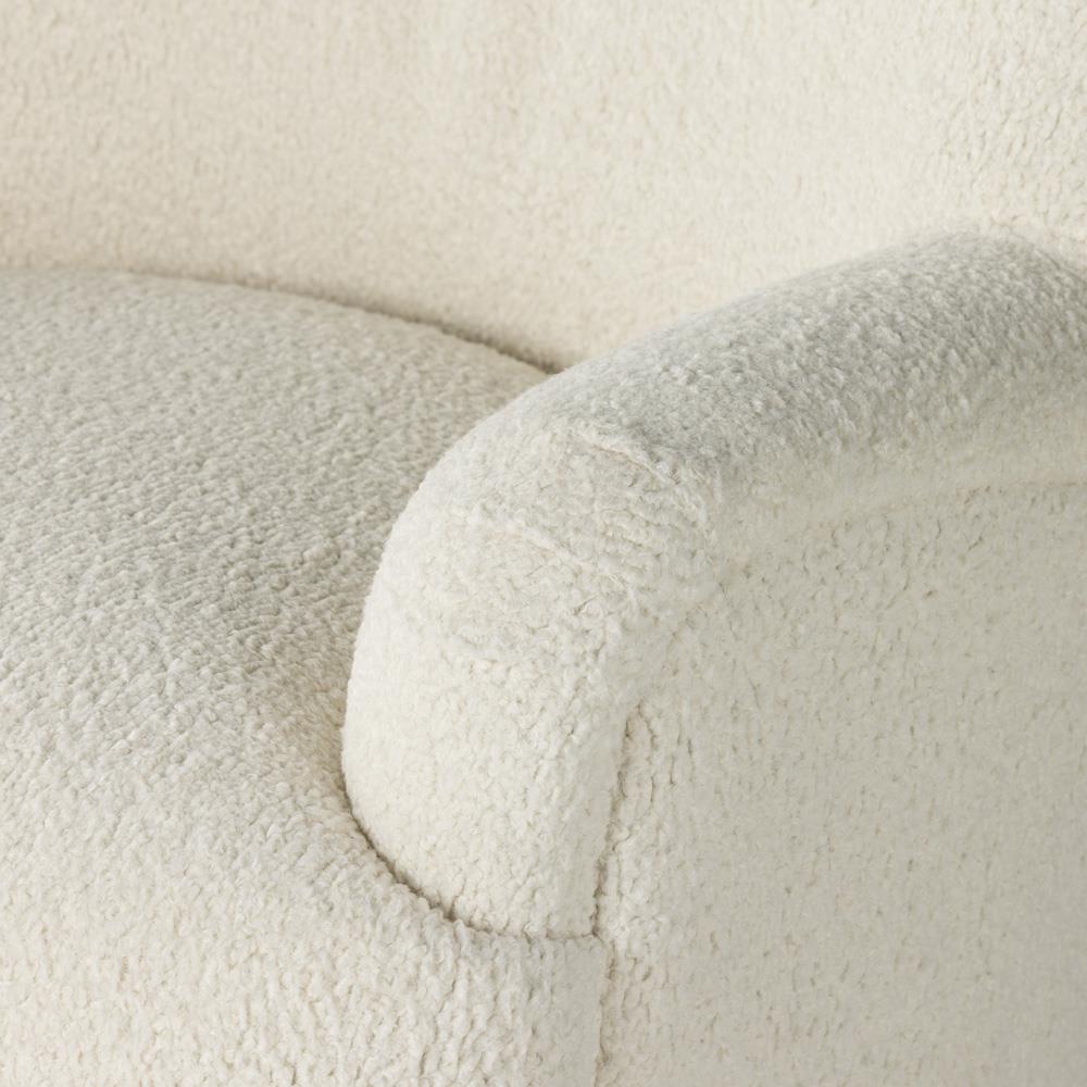 Kaden Modern Classic Cream Upholstered Boucle Brown Wood Wingback Swivel Arm Chair|