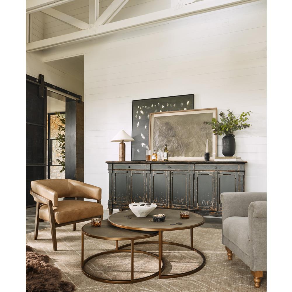 Marjorie French Country Black Pine Wood 3 Drawer 6 Door Sideboard