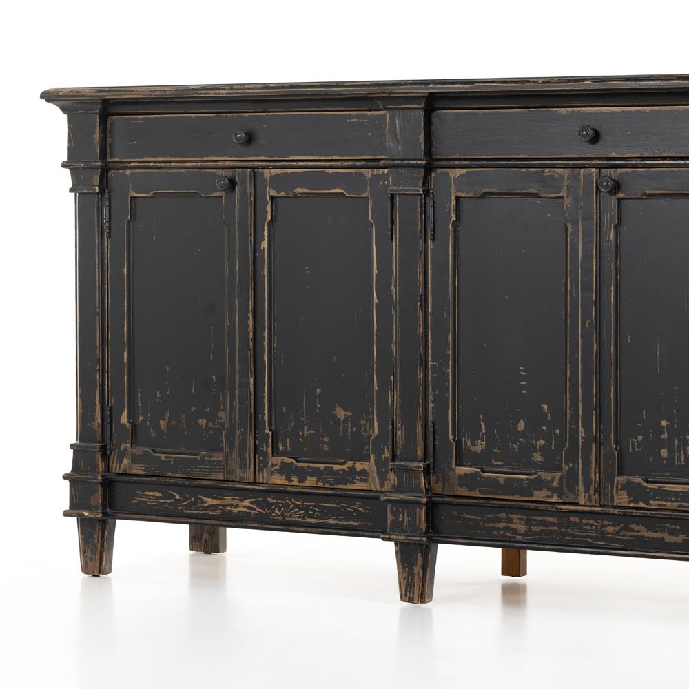 Marjorie French Country Black Pine Wood 3 Drawer 6 Door Sideboard|