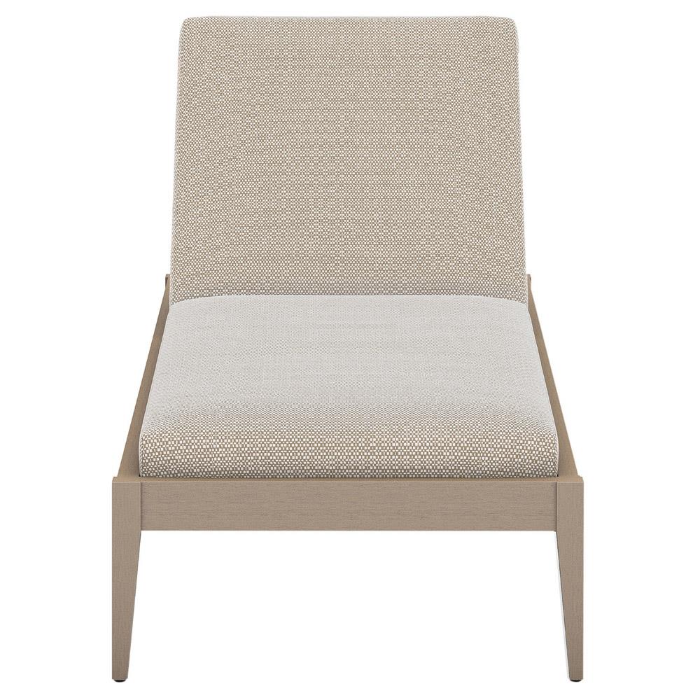 Cheryl Classic Beige Cushion Natural Teak Wood Frame Outdoor Chaise Lounge|