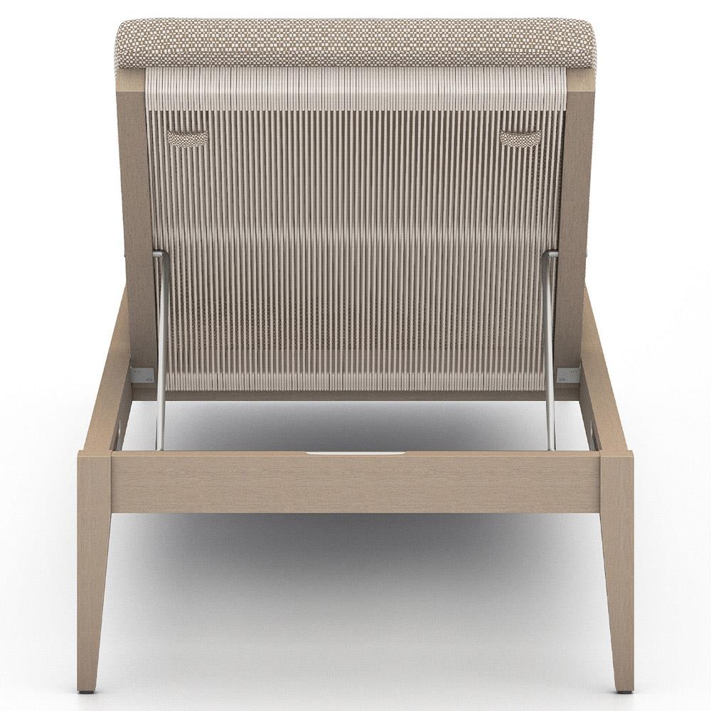 Cheryl Classic Beige Cushion Natural Teak Wood Frame Outdoor Chaise Lounge|