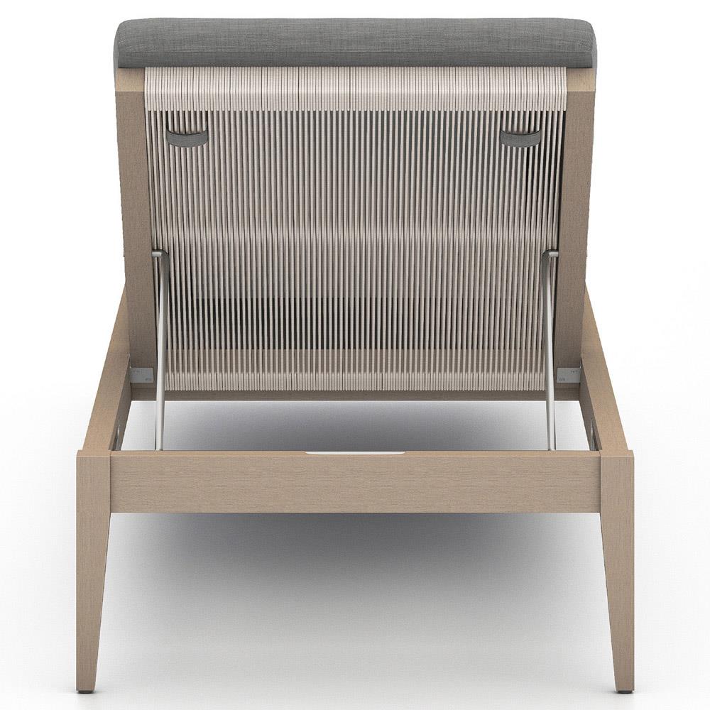 Cheryl Classic Black Cushion Natural Teak Wood Frame Outdoor Chaise Lounge|