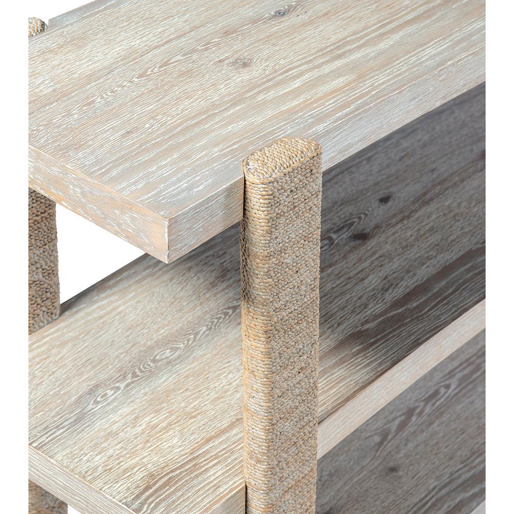 Oscar Coastal Beach Light Brown Oak Wood Rope Wrapped Console Table|