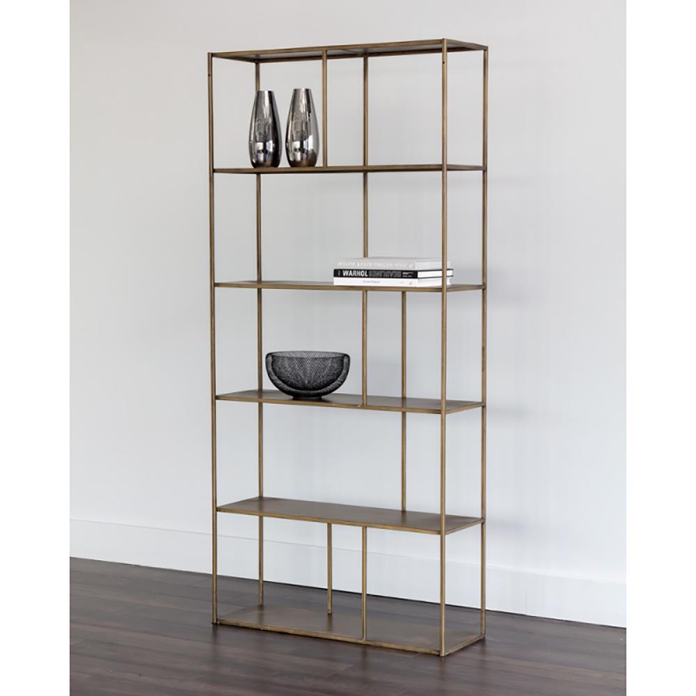 Cantrell Industrial Loft Antique Brass Iron 5 Tier Display Case|