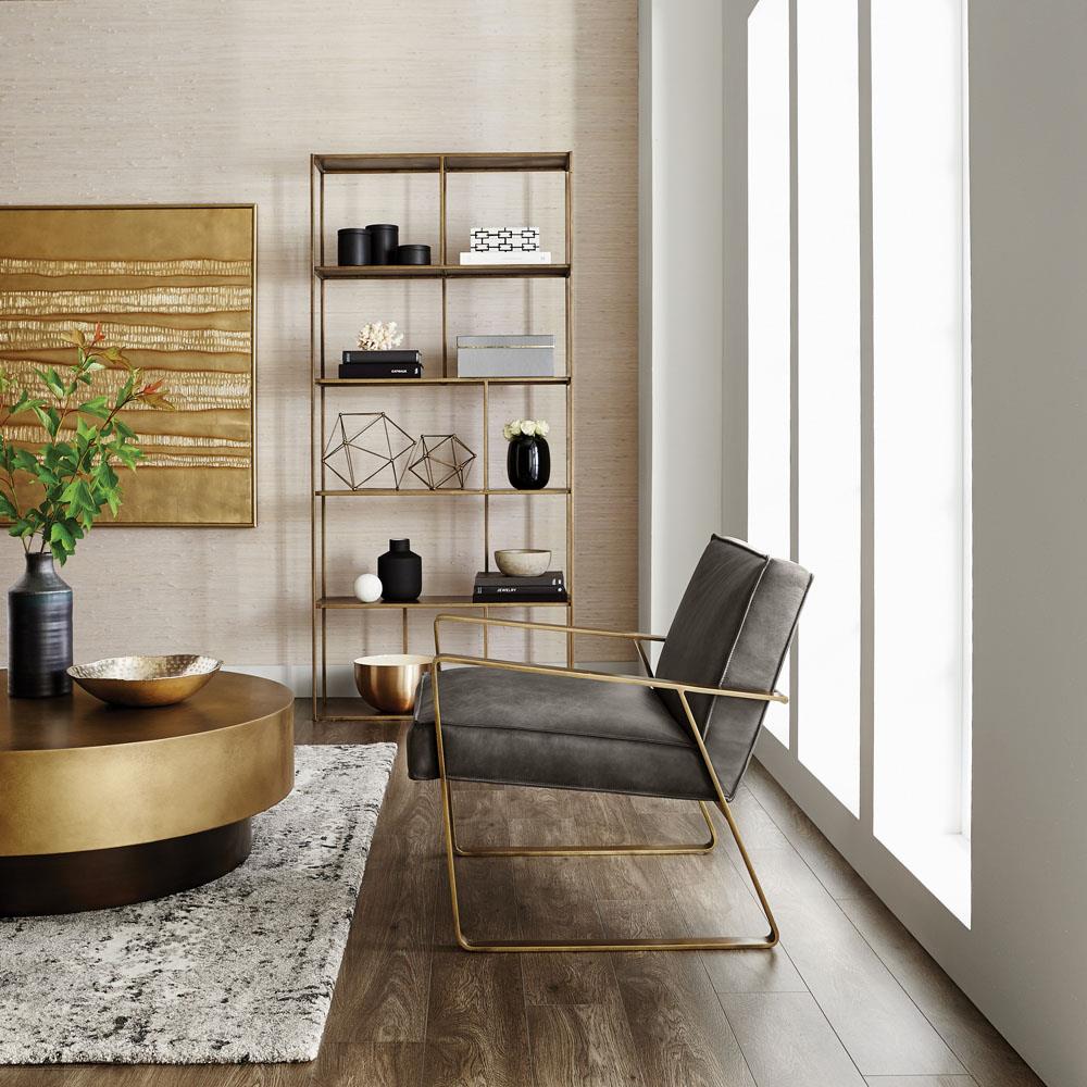 Cantrell Industrial Loft Antique Brass Iron 5 Tier Display Case|