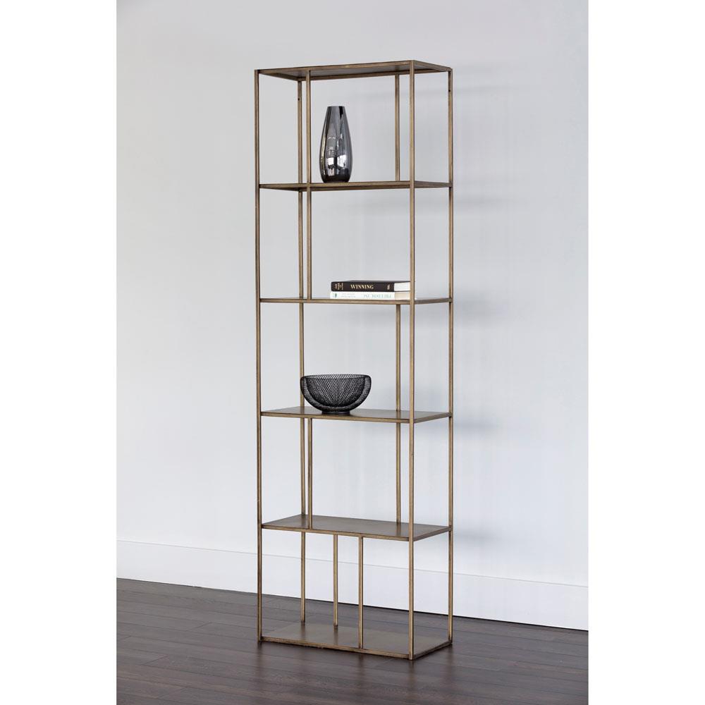 Cantrell Industrial Loft Antique Brass Iron 5 Tier Single Display Case|