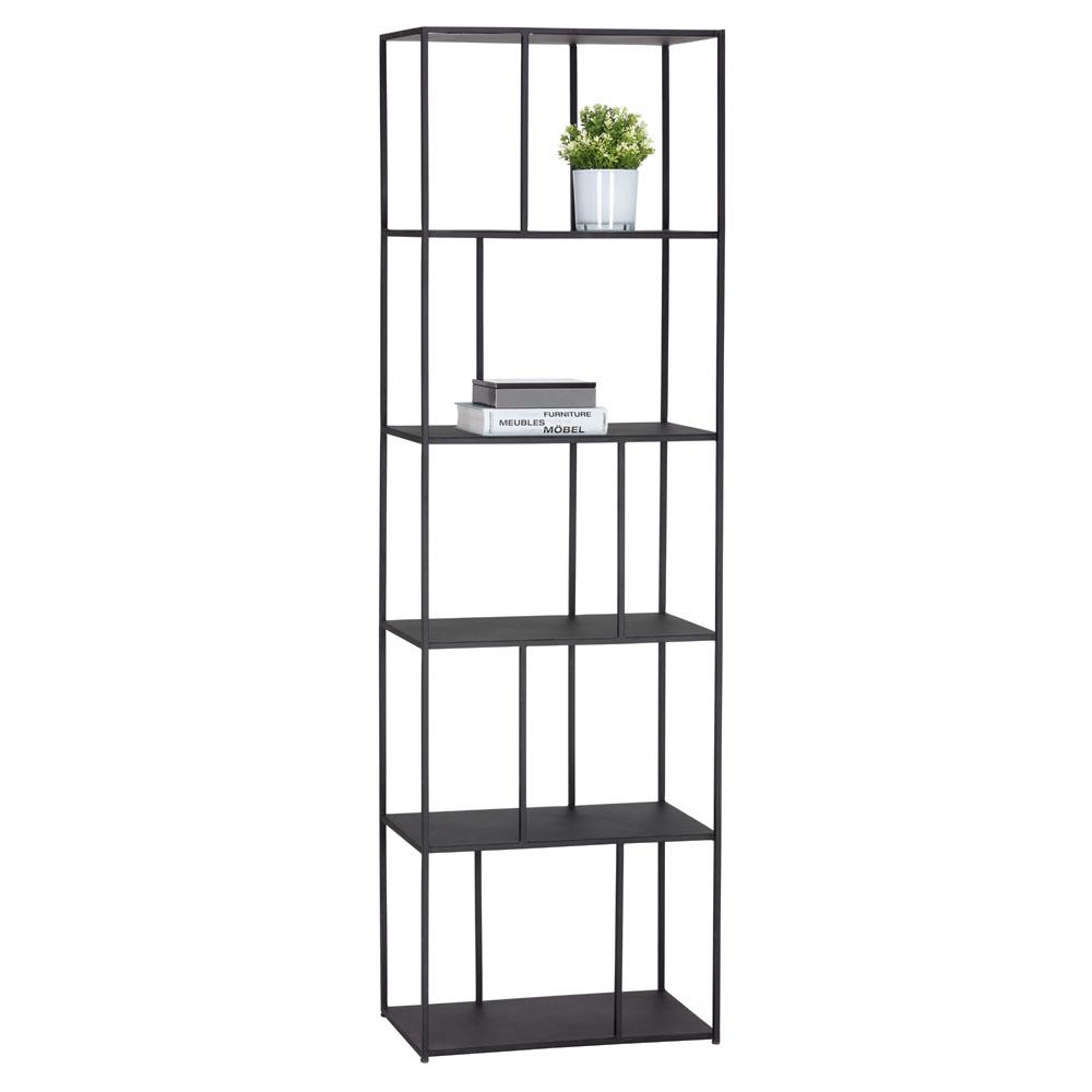 Cantrell Industrial Loft Matte Black Iron 5 Tier Single Display Case|