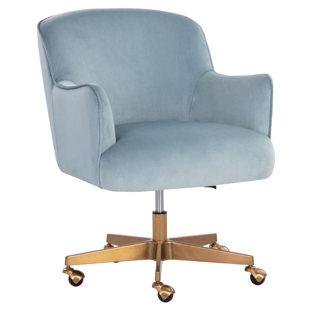 Taska Modern Classic Blue Upholstered Gold Steel Office Chair|