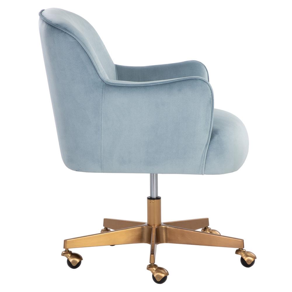 Taska Modern Classic Blue Upholstered Gold Steel Office Chair|