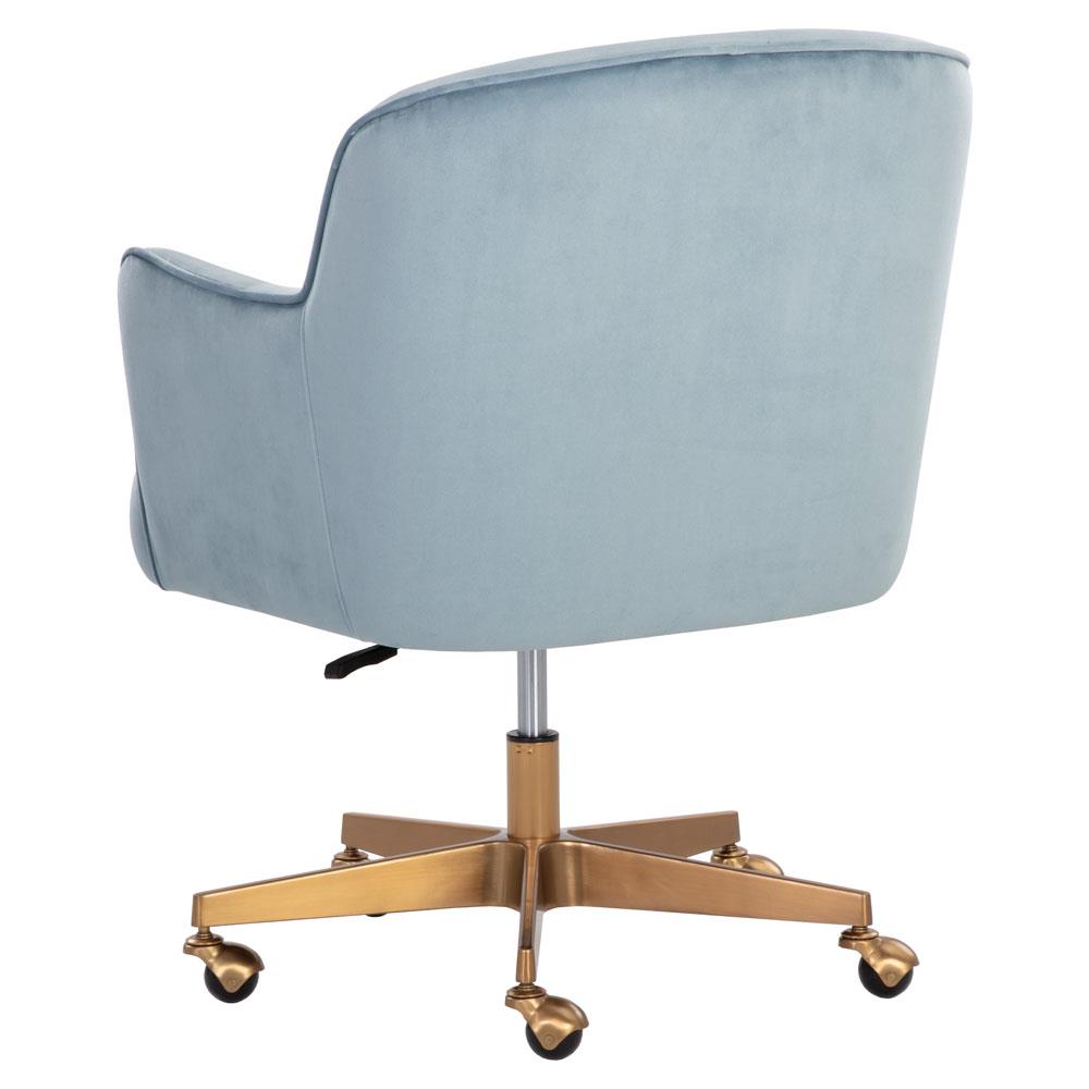 Taska Modern Classic Blue Upholstered Gold Steel Office Chair|