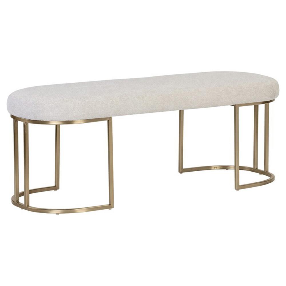 Aliyah Modern Classic Beige Performance Antique Brass Bench|