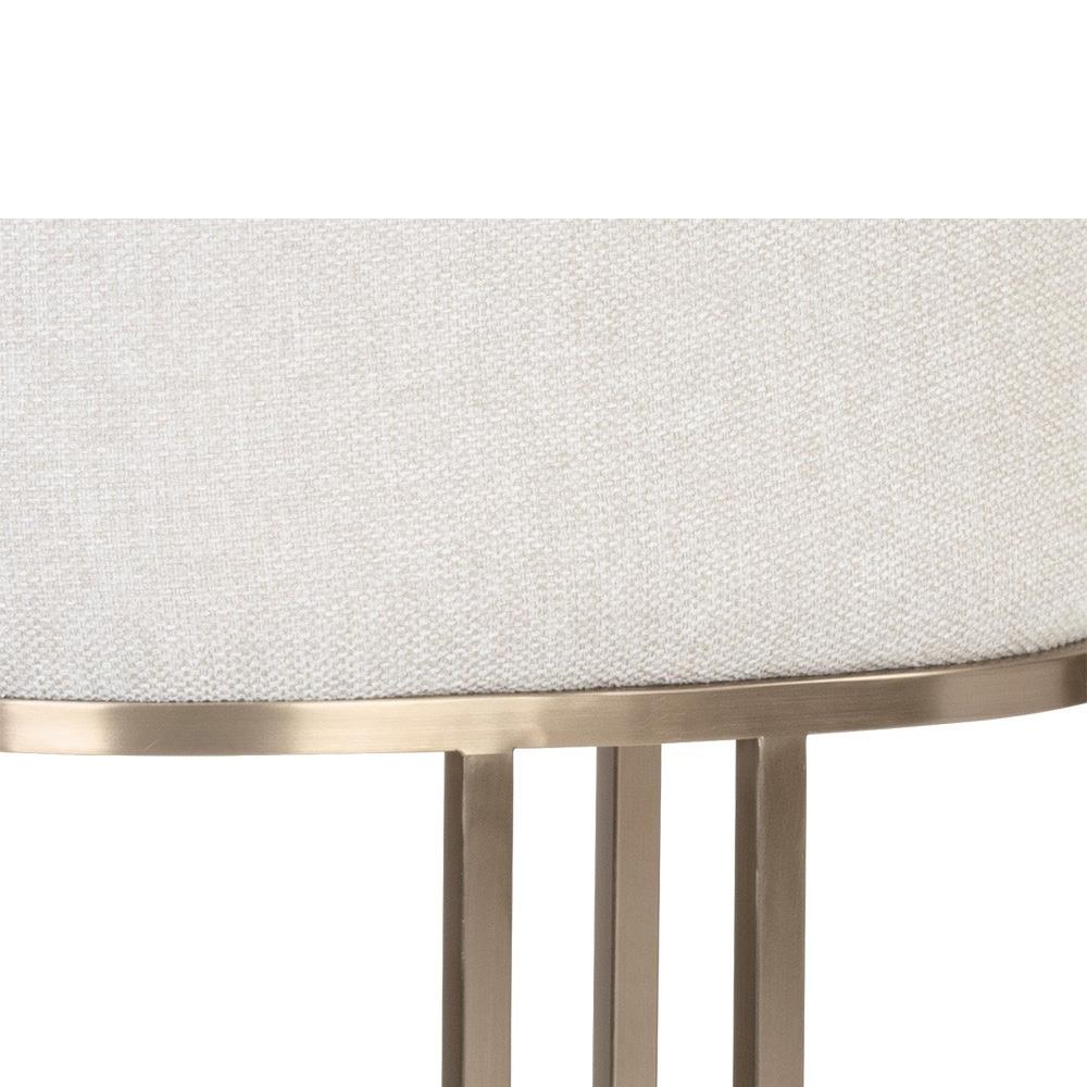 Aliyah Oatmeal Beige Upholstered Antique Brass Stainless Steel Counter Stool|