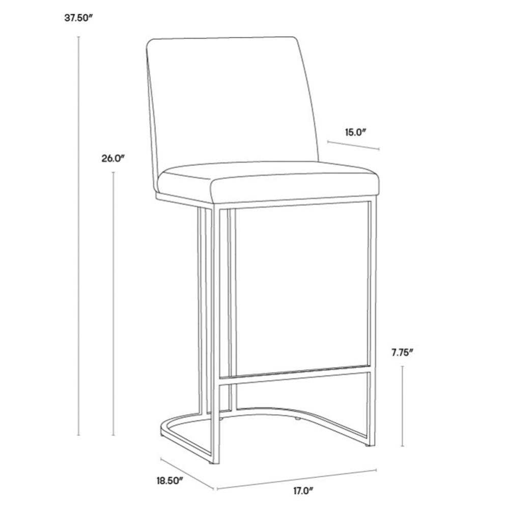 Aliyah Oatmeal Beige Upholstered Antique Brass Stainless Steel Counter Stool|