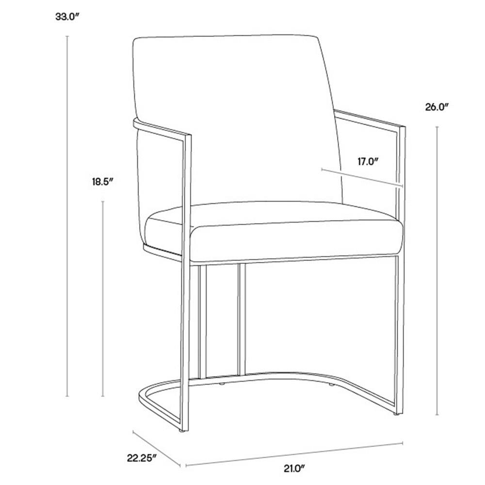 Aliyah Oatmeal Beige Upholstered Antique Brass Steel Dining Arm Chair|
