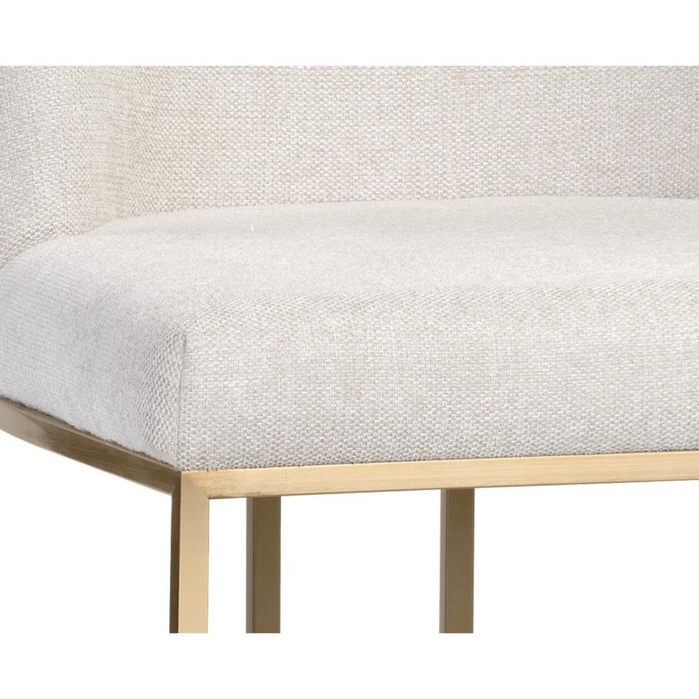 Aliyah Oatmeal Beige Antique Brass Steel Dining Side Chair - Set of 2|