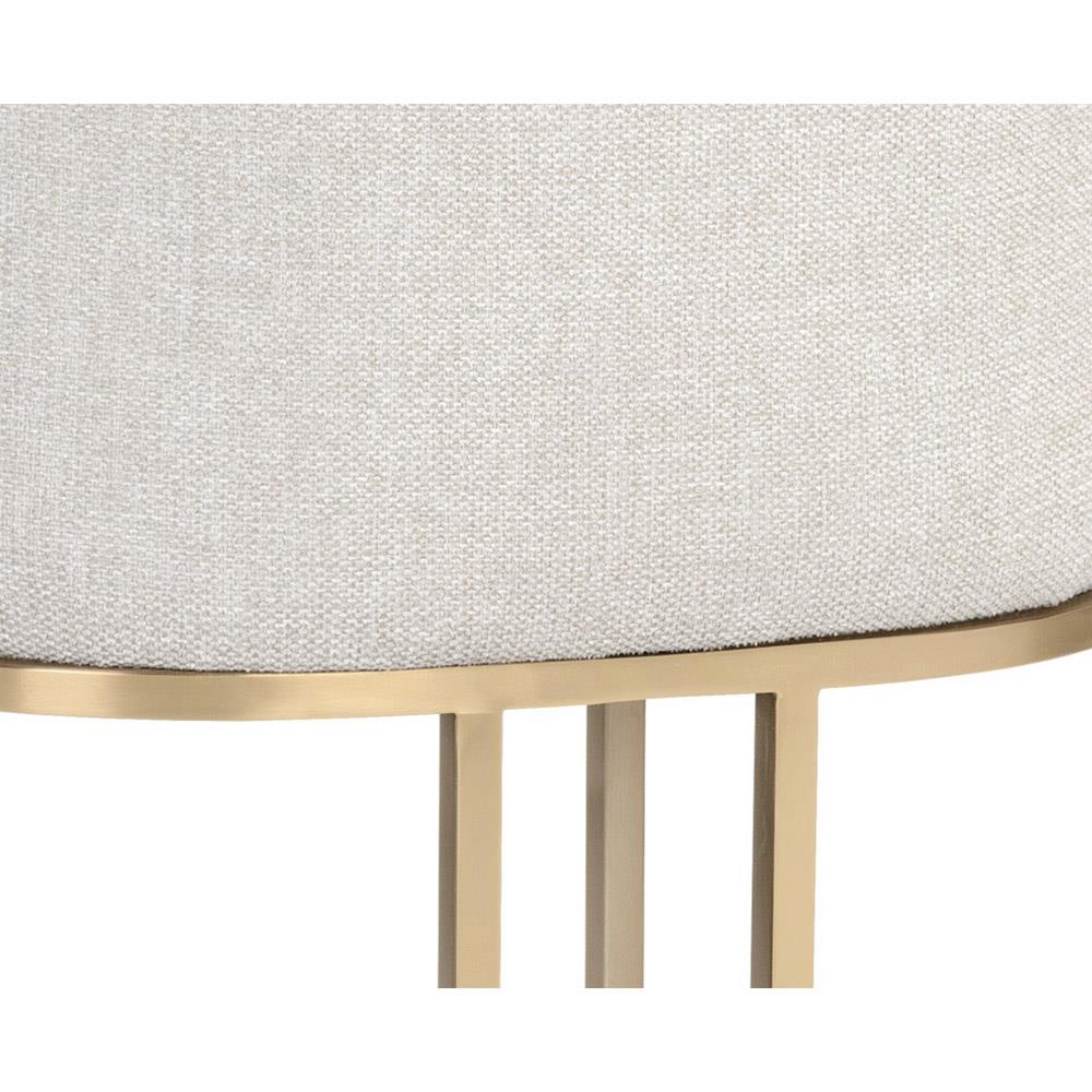 Aliyah Oatmeal Beige Antique Brass Steel Dining Side Chair - Set of 2|