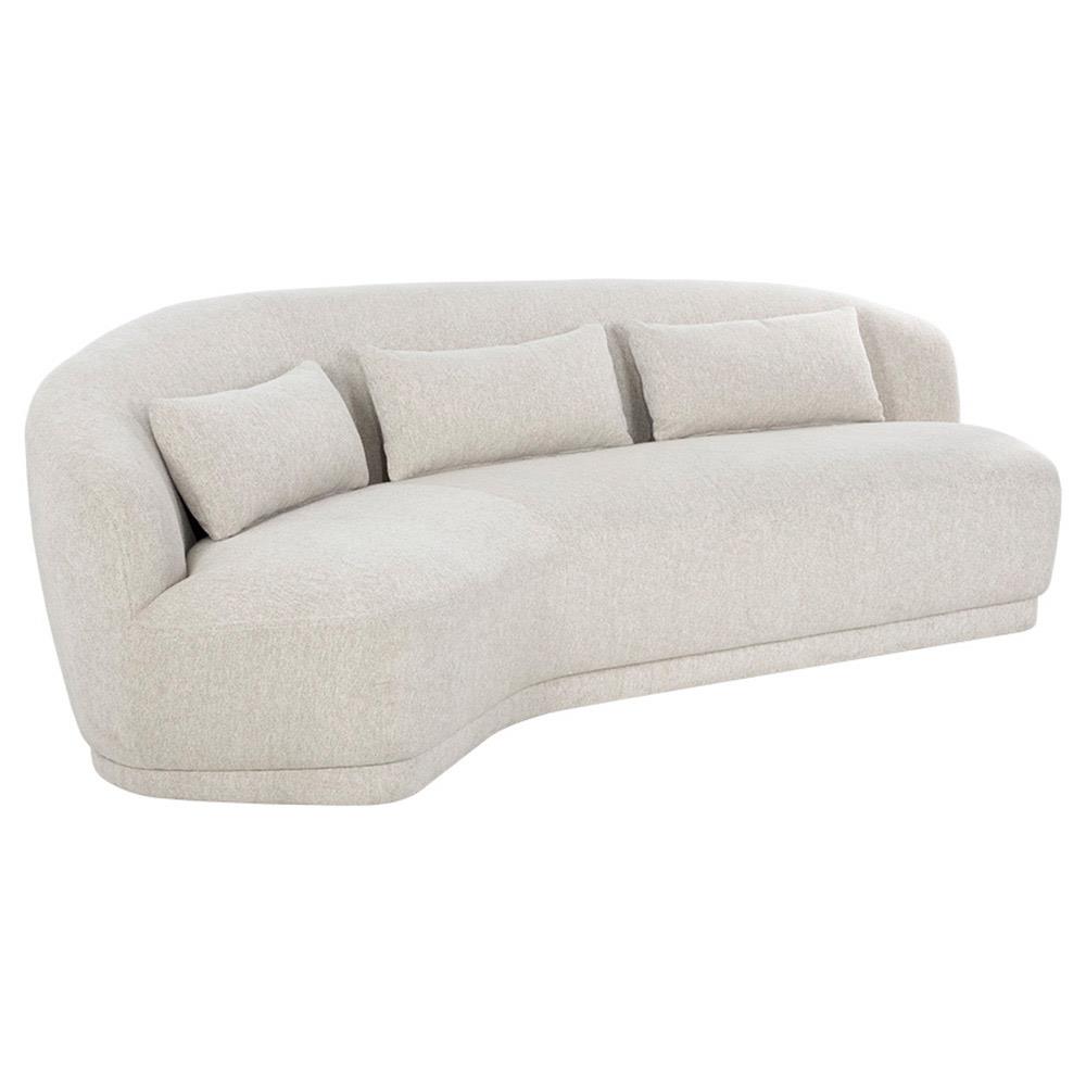 Fannie French Country Cream Performance Curved Sofa - 98"|
