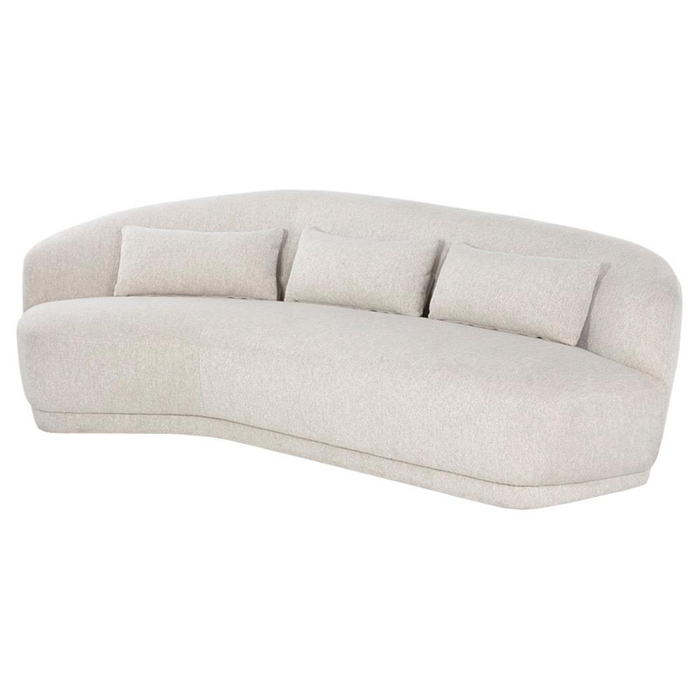 Fannie French Country Cream Performance Curved Sofa - 98"|