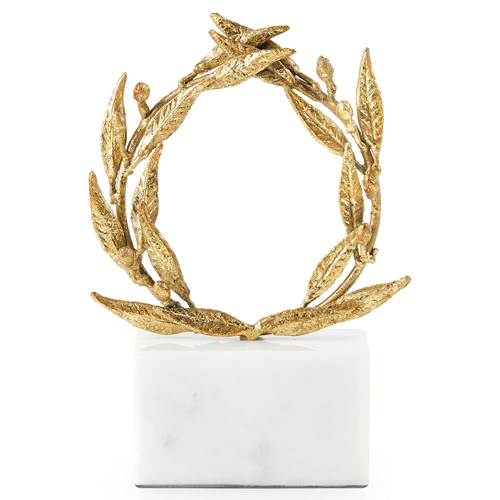 Apollo Regency Gold Leaf Iron White Marble Base Sculpture|