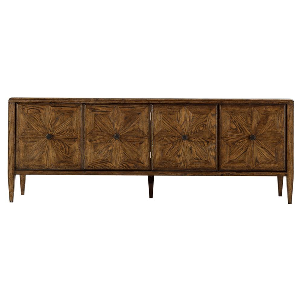 Ayra Mid Century Modern Dusk Brown Oak Wood Media Console|