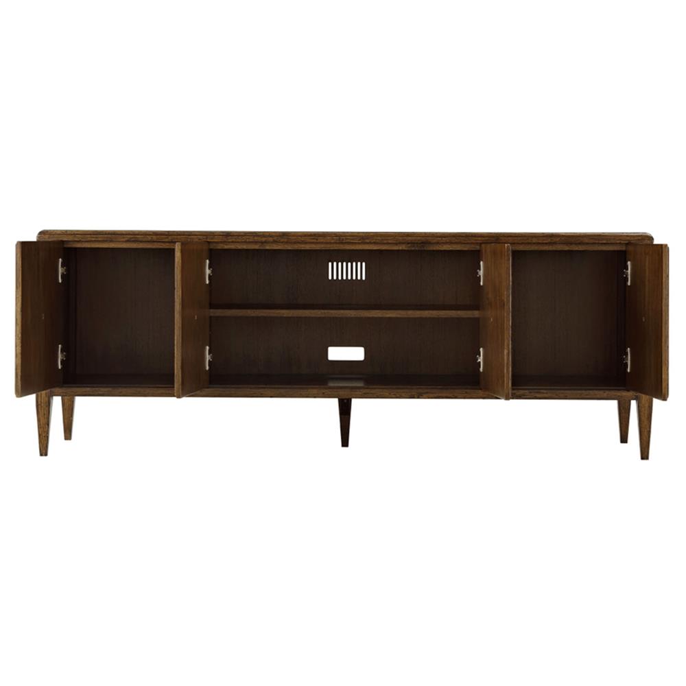 Ayra Mid Century Modern Dusk Brown Oak Wood Media Console|