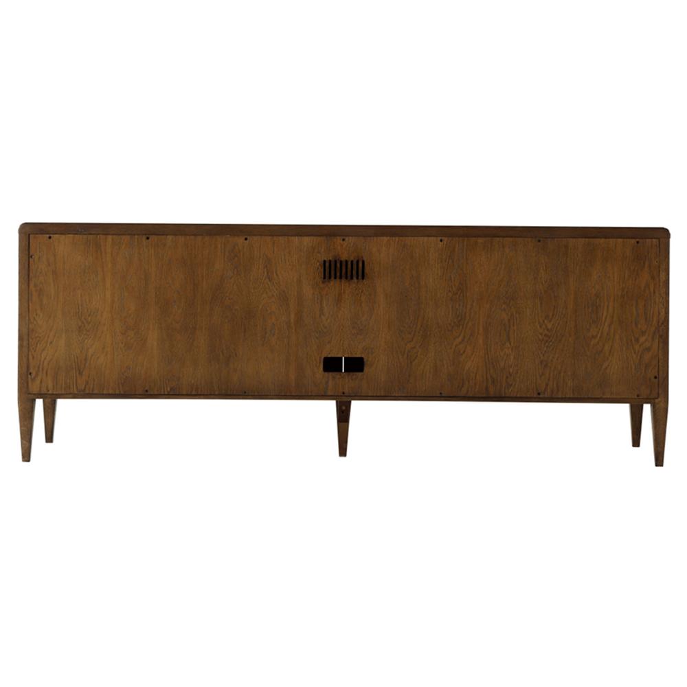 Ayra Mid Century Modern Dusk Brown Oak Wood Media Console|