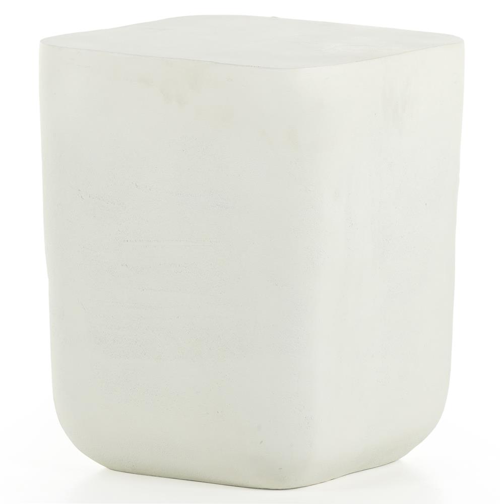 Bailey Industrial Loft White Aluminum Square Block Outdoor Drink Table|