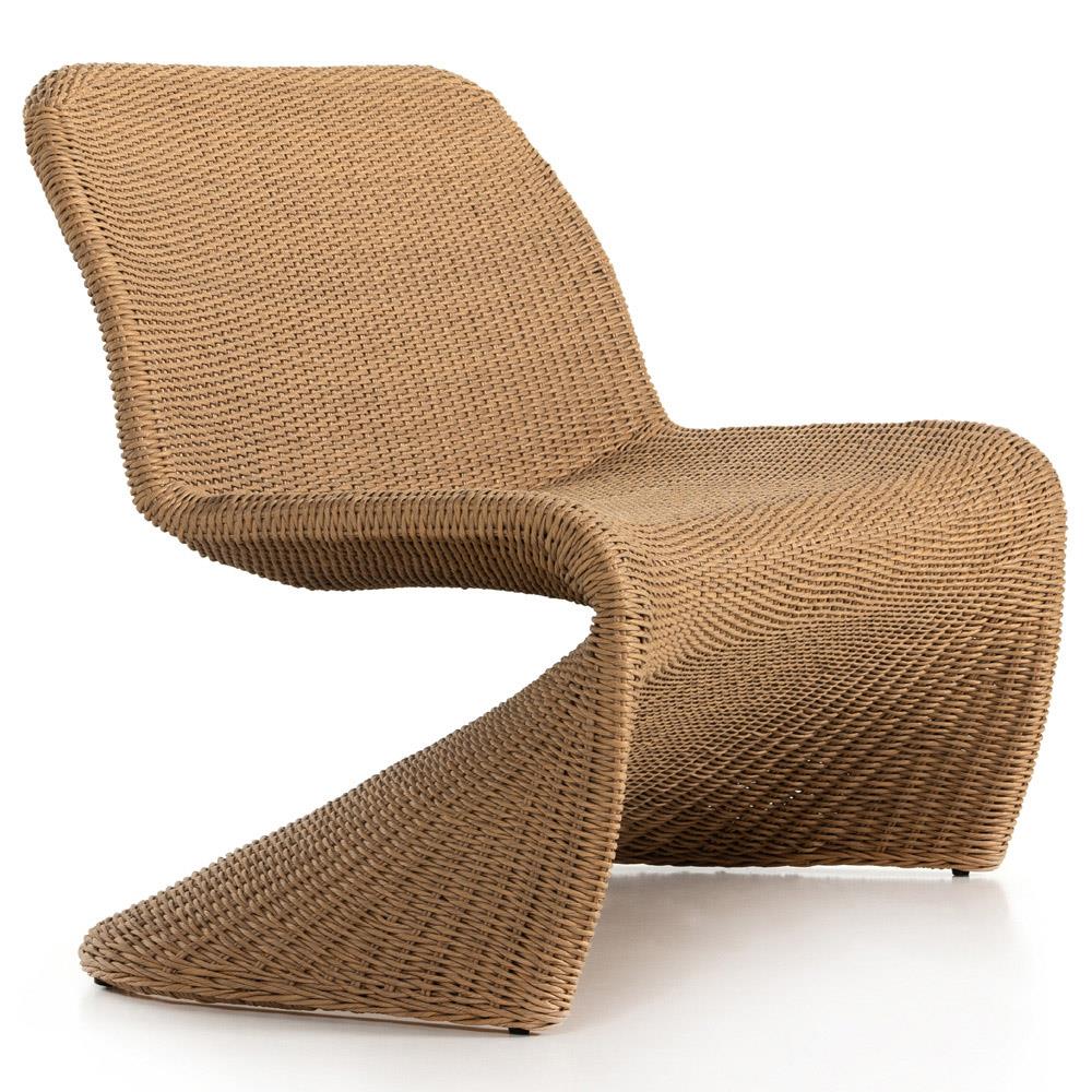 Ivanna Coastal Beach Natural Brown Woven Wicker Outdoor Dining Bench|